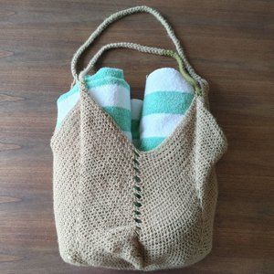 Boho Crochet Beach Bag - Pale Green